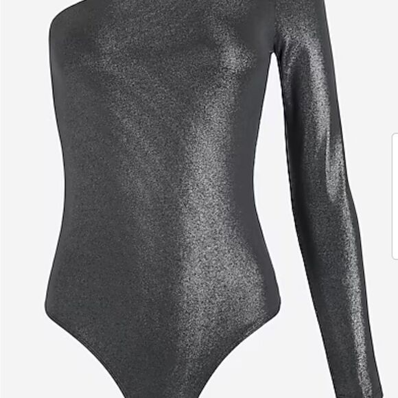 Body Contour Shine One Shoulder Long Sleeve Bodysuit gunmetal grey - Picture 1 of 7